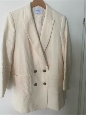 Emerson Fry/Emerson Made Cream 100% Heavy Linen Double-Breasted Blazer Jacket